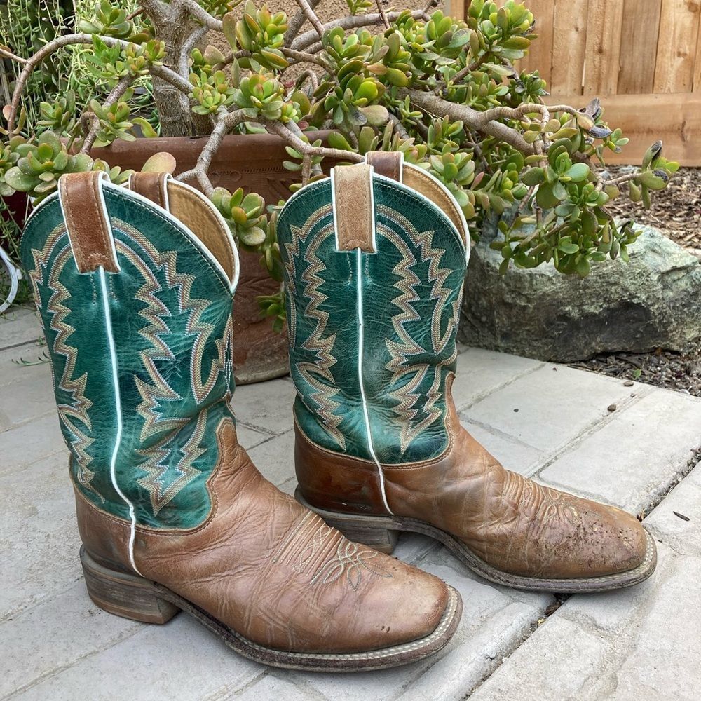 Justin women’s cowboy boots teal green size 9.5